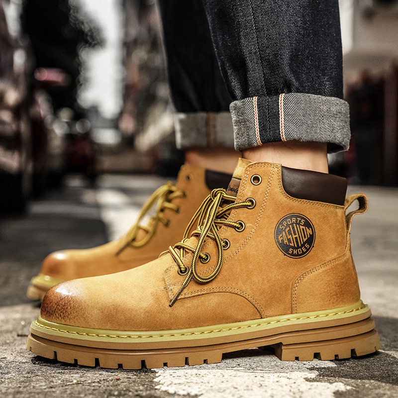 特大码男鞋大黄靴2025秋季英伦风高帮情侣靴子沙漠工装机车机车靴,淘宝优惠券,粉丝福利购,淘宝优惠卷