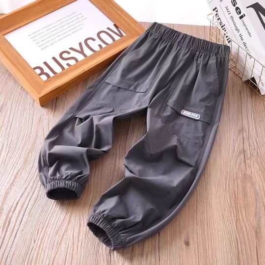 Boys' pants, thin, medium and large children's overalls, anti-mosquito pants