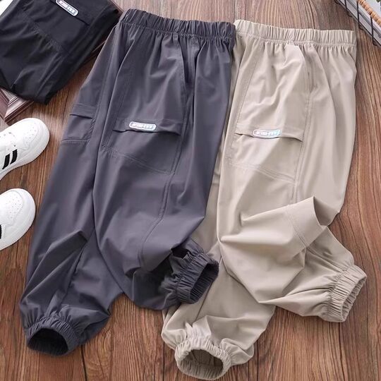 Boys' pants, thin, medium and large children's overalls, anti-mosquito pants