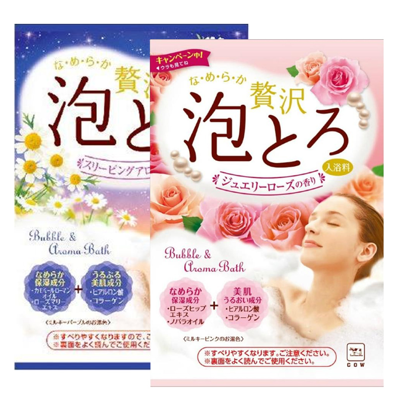 日本本土COW牛乳浓密泡澡玫瑰香洋甘菊牛奶浴盐入浴剂 - 图3