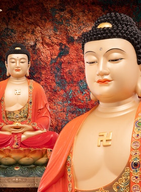 释迦摩尼神像三宝佛像如来佛祖阿弥陀佛药师佛娑婆三圣东来紫铜像