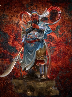 东来紫黄铜伽蓝韦陀像家居锦雕轻奢高档客厅工艺品京铜家用摆件