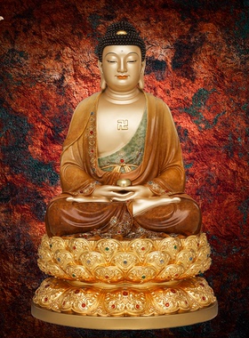 释迦摩尼神像三宝佛像如来佛祖阿弥陀佛药师佛娑婆三圣东来紫铜像