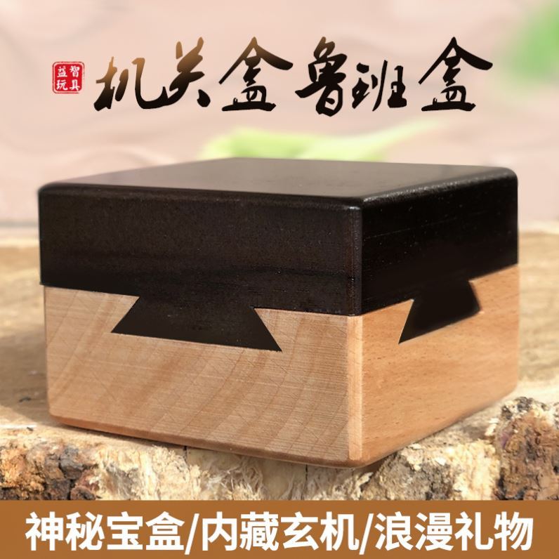 榫卯结构模型建筑玩具教具实木盒拼装木工孔明鲁班锁机关玄机盒子-图0