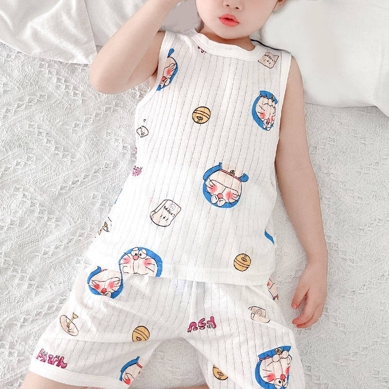 儿童背心短裤夏季薄款2024新款 a类无袖纯棉男女童无袖小背心短裤,淘宝优惠券,粉丝福利购,淘宝优惠卷