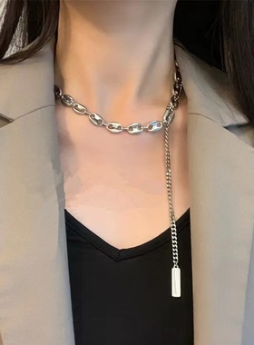 CRIVLA猪鼻子项链女ins欧美高级感时尚个性冷淡风choker锁骨颈链