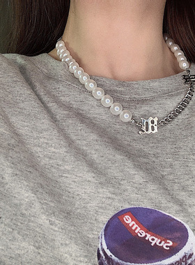 crivla日韩珍珠项链女冷淡风嘻哈