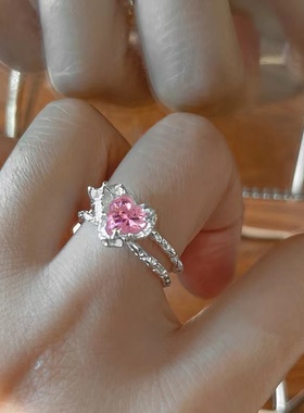 开口爱心食指戒指女时尚小众设计