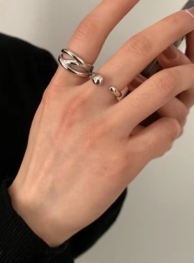 CRIVLA不规则设计冷淡风线条轻奢戒指女ins小众设计港简约食指环