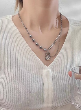 ins冰裂几何宝石个性小众项链