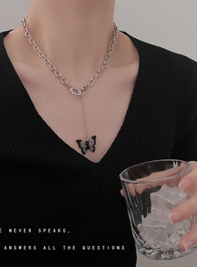 拼色甜酷风蝴蝶ins小众锁骨链