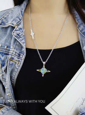 宇宙星球钛钢项链男女ins潮嘻哈