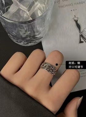 日韩风星星钛钢戒指ins可调节