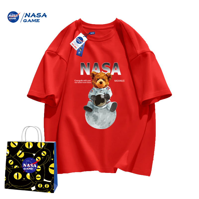 NASA GAME官网联名款新品2024纯棉短袖t恤男女儿童潮牌童装T恤 - 图2