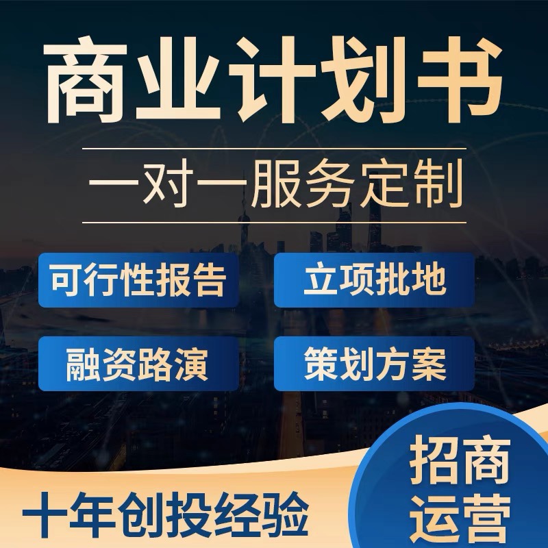 商业计划书撰写代做可行性研究报告项目立项创业融资方案策划PPT