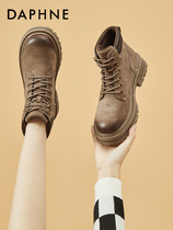 Daphne Daphne genuine leather thick bottom Martin boots female Inlenty wind autumn winter cotton shoes gush warm two cotton shoes