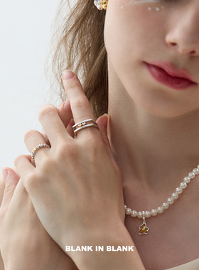 BLANKINBLANK925银爱心情侣戒指