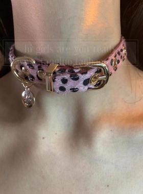 ins豹纹choker项圈女小众设计感甜酷辣妹风嘻哈颈链秋冬毛衣链潮