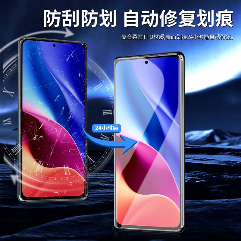 适用红米k40钢化水凝膜全包边抗蓝光保护redmik40pro/+手机膜磨砂防指纹k40s全屏覆盖游戏增强版前后一体小米-图2