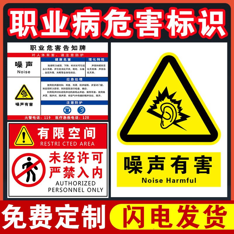 职业危害警示标识牌卫生告知卡噪音噪声有害必须请戴口罩耳塞标志牌车间注意安全防尘禁止吸烟严禁烟火警示牌 - 图2