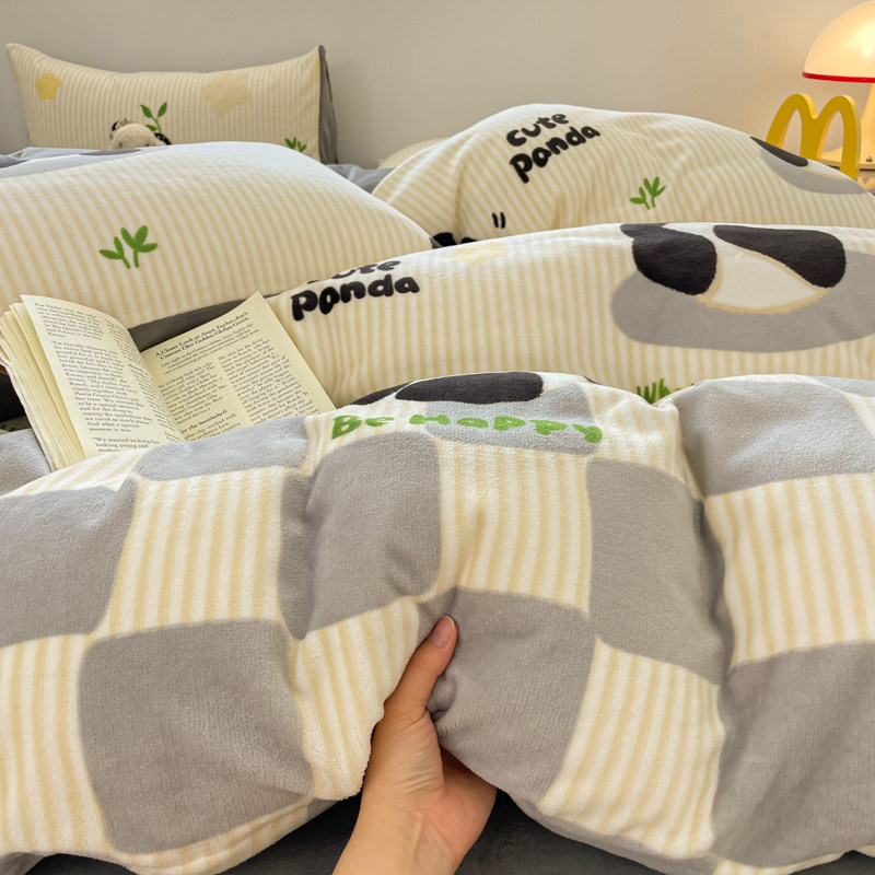 冬季加厚牛奶绒四件套双面加绒保暖法兰绒被套床单宿舍学生三件套,淘宝优惠券,粉丝福利购,淘宝优惠卷