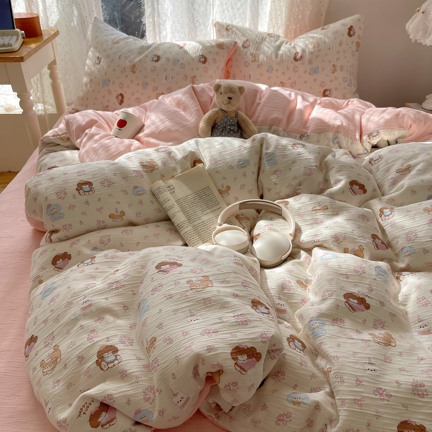 秋冬加厚全棉四件套三层纱被套床单被罩床笠学生宿舍纯棉三件套件,淘宝优惠券,粉丝福利购,淘宝优惠卷