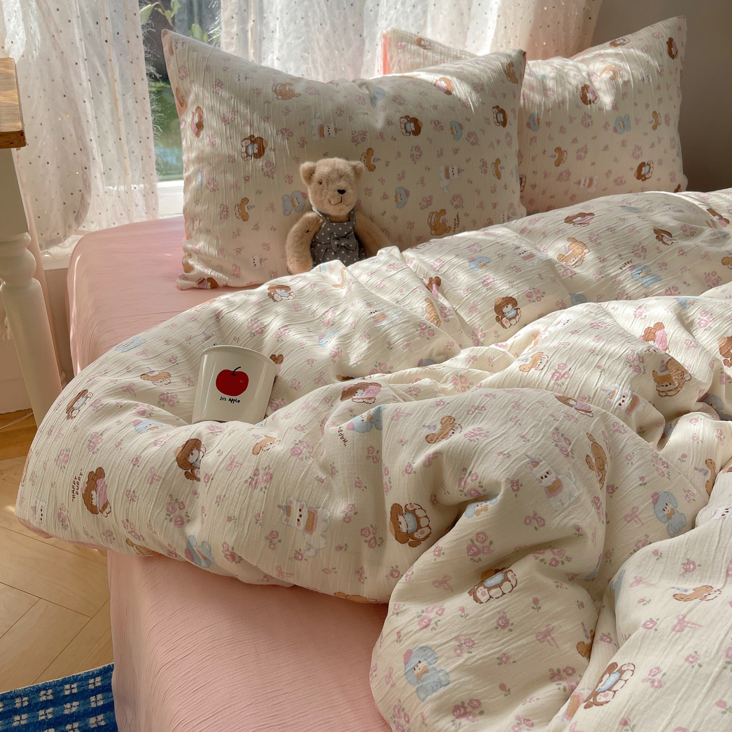 秋冬加厚全棉四件套三层纱被套床单被罩床笠学生宿舍纯棉三件套件,淘宝优惠券,粉丝福利购,淘宝优惠卷