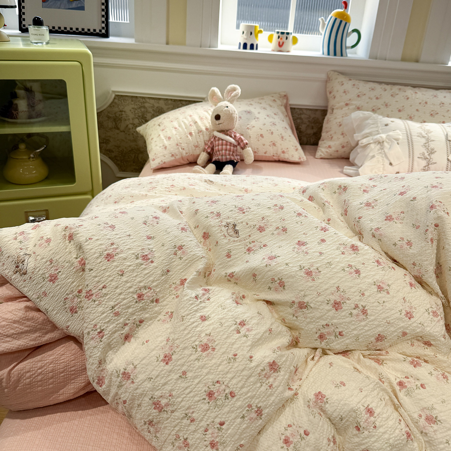 A类双层纱棉布四件套棉被套被罩床单2025新款学生宿舍床笠三件套4