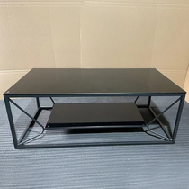 Modern Iron Art Tea Table Business Office Living Room Art Tech Fashion Aesthetic Tempered Glass Rock Board Rectangular Tea Table
