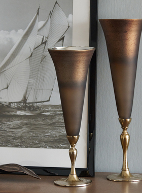 印度进口香槟色花器玻璃碗装饰品