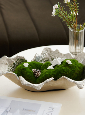 现代轻奢不规则银色古铜色椭圆形碗铝制收纳碗托盘客厅样板间摆件