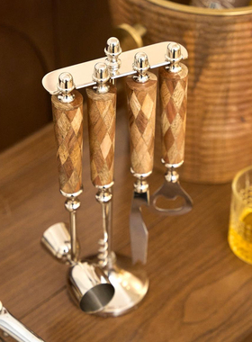 印度进口棕色菱格木把柄开瓶器