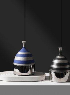 现代轻奢创意陶瓷几何摆件样板间客厅电视柜花器家居软装饰品摆设