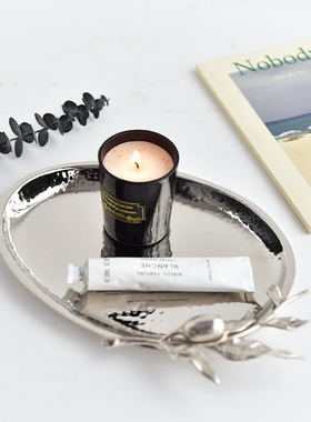 欧式轻奢客厅金银色铜托盘