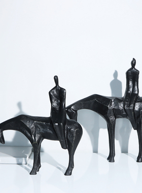 新中式书房金属骑马装饰摆件