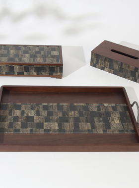 意大利进口天然麦秆实木托盘摆件