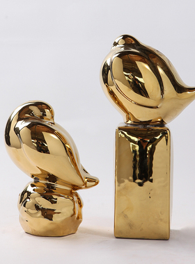 新中式书房陶瓷小鸟装饰摆件