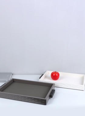 简约现代编织皮革木质样板房托盘