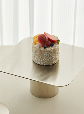 印度进口银色金属高脚托盘摆件