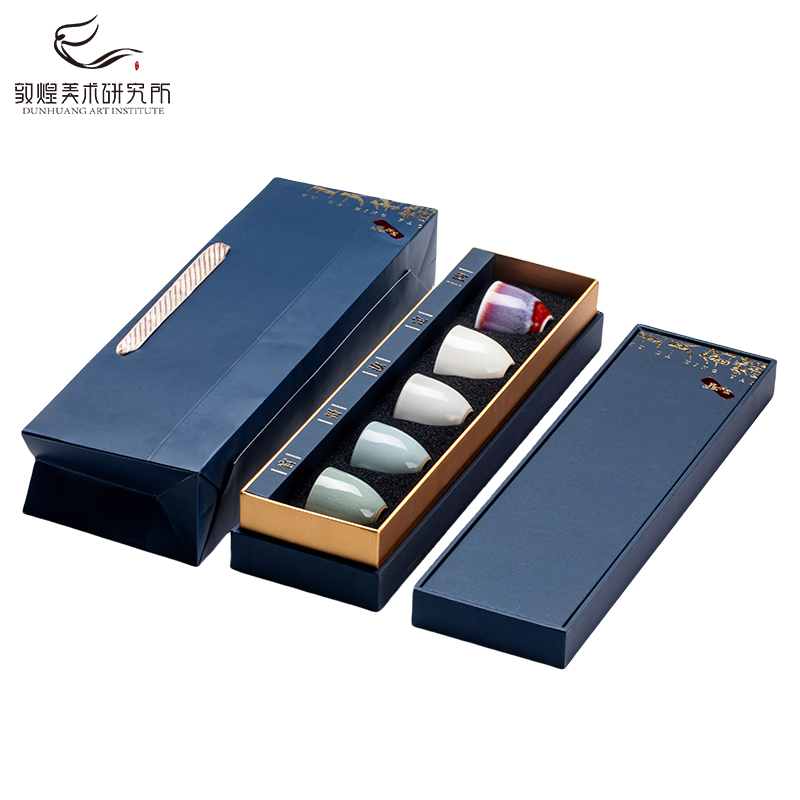 敦煌五大名窑品茗杯茶具套装博物馆文创礼品领导商务礼盒乔迁礼物