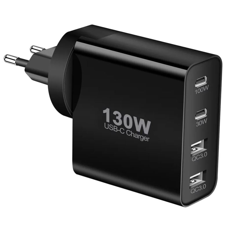 130W GaN PD Charger Tablet Laptop Charger USB C 130W氮化镓PD3.0充电器多口Type-c插头笔记本电脑电源