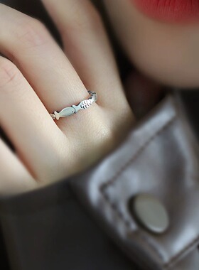 925银复古中式好运锦鲤小鱼戒指