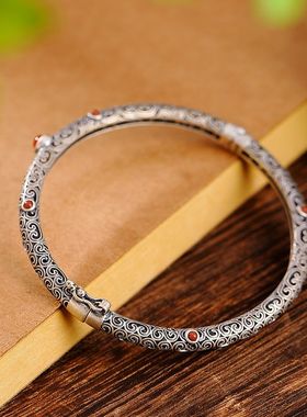 新款中式国潮吉祥如意镂空手镯子
