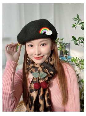 彩虹毛线钩织胸针少女书包装饰品