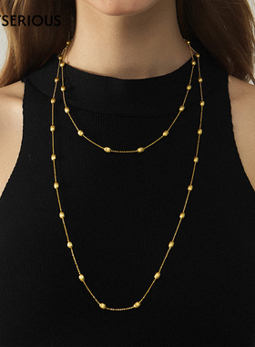 iKiCo Jewelry 2025秋季新款拉丝豆豆项链长款女小众简约长款项链