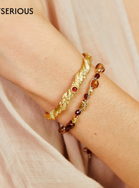 MONSECRET 2026春季新款棕榈寻踪手镯女复古手饰时尚显手细手镯