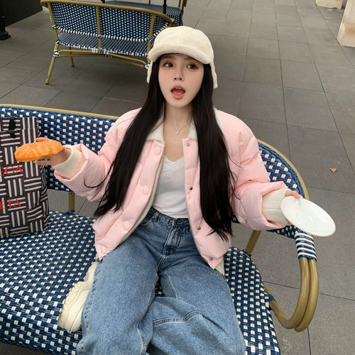 【张含韵同款】ROCHAROMMA 冬季针织拼接鹅绒羽绒服外套 - 图2