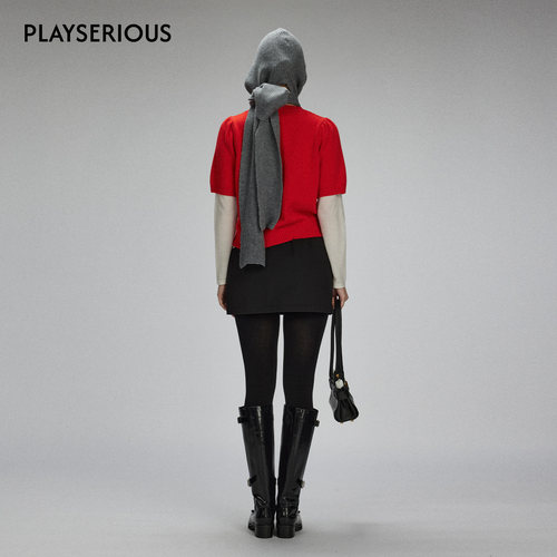 LACERTA 2025秋季新款口袋解构绗棉包臀短裙女黑色时尚气质半身裙 - 图2