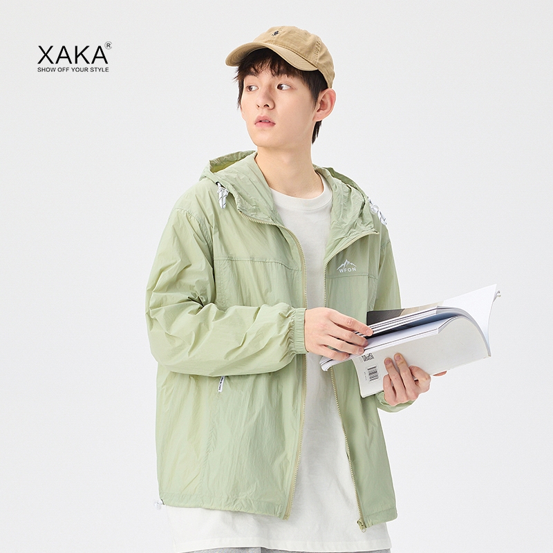 XAKAUPF50+夏季连帽防晒衣服冰丝凉感美式户外宽松男情侣夹克外套 - 图1