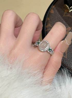 新中式戒指女款白底鸽子蛋食戒指